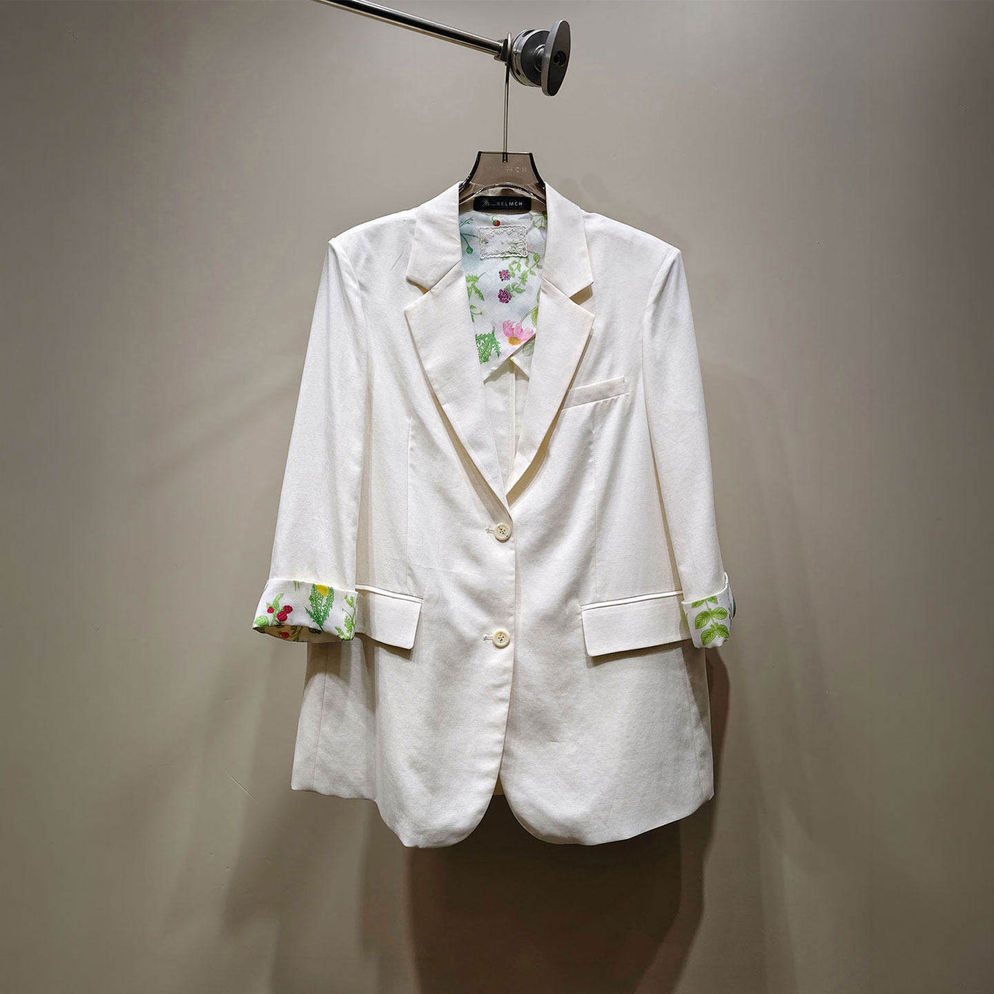 BBLY欧洲站小众HELMCH深圳南油气质薄款七分袖西装宽松中长款外套