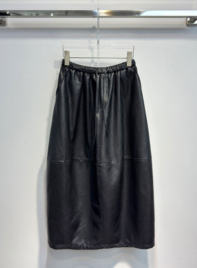 BBLY欧洲站小众英伦风百搭设计感时髦洋气中长裙蛋白皮休闲半身裙