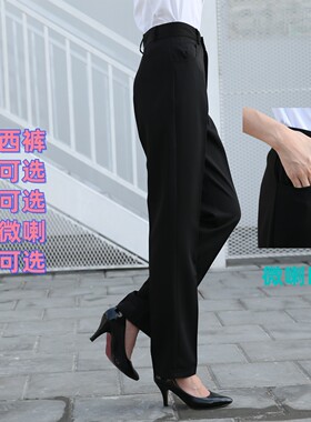 女士职业西装裤黑色高腰直筒显瘦大码宽松通勤工装上班工作裤 p5