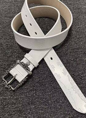 复古针扣皮带ins裤带白瓷宫廷