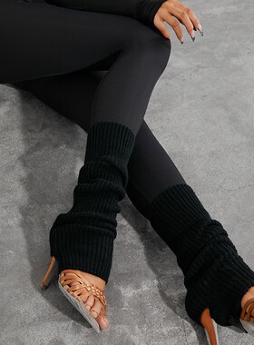 ZYM拉丁舞袜套舞蹈专用袜套保暖百搭秋冬单品WT黑白色