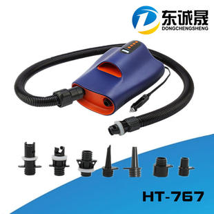 HT767冲锋舟SUP桨板浮筒钓鱼船12V橡皮艇充气泵充抽两用双电机