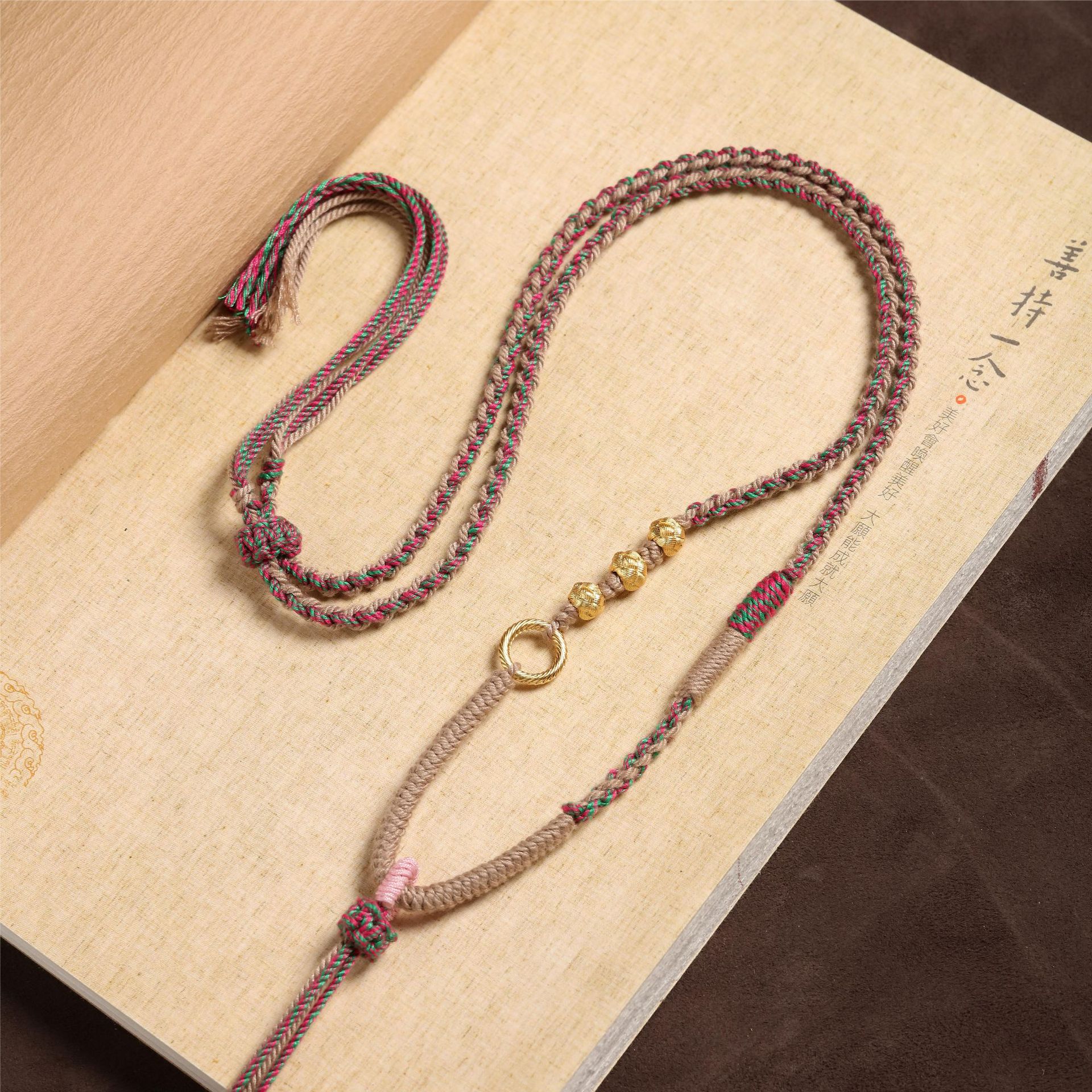 手搓棉藏式编织吊坠绳挂脖男女唐卡佛牌项链绳民族风挂坠绳毛衣链