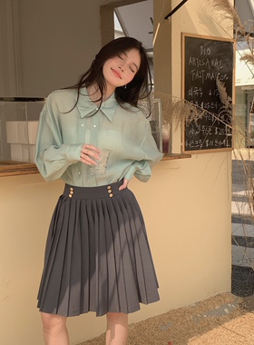 MOTOO自制冰绿色衬衫防晒设计小众长袖衬衣（现货）