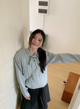 MOTOO自制麻花背心针织圆领叠穿马甲