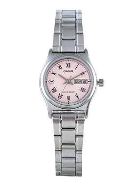 Casio/卡西欧手表女 樱花粉学院风甜美金属石英手表LTP-V006D-4B