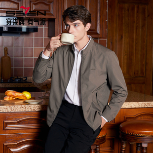 柒牌男装清仓立领夹克男春秋商务休闲爸爸装拉链款防风外套茄克衫