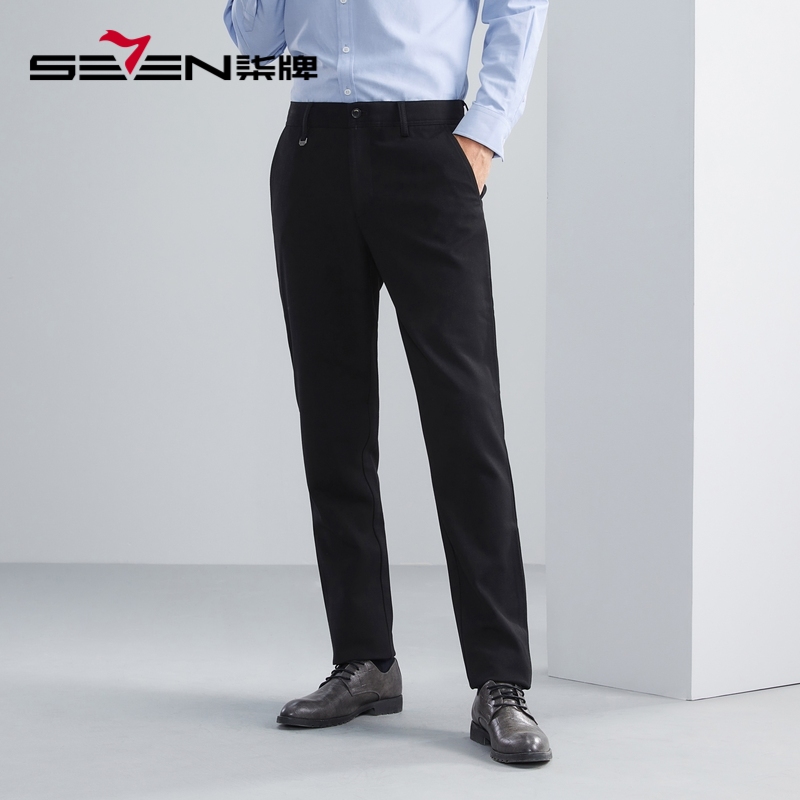 含羊毛休闲裤柒牌直筒