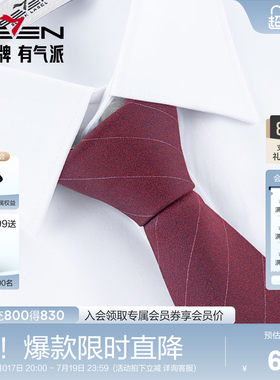 柒牌男式领带男正装商务拉链式结婚新郎免打男士西装衬衫配饰领带