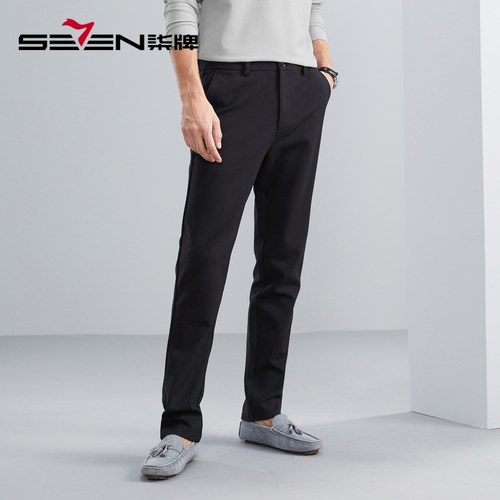 含羊毛男士休闲裤柒牌直筒