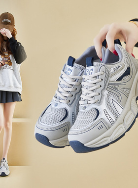 ins韩版新款老爹鞋女2025春季学生运动跑步休闲厚底增高街拍KT266