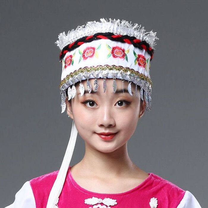 云南少数民族大理白族帽子/五朵金花女士头饰/舞台帽子舞蹈演出帽