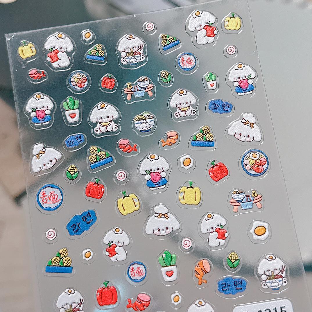 可爱呆萌小狗美甲贴纸5D浮雕立体萌萌狗狗diy指甲贴纸饰品YL款