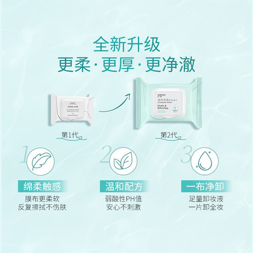 氨基酸温和净透卸妆湿巾25片眼唇脸清洁面新旧随机