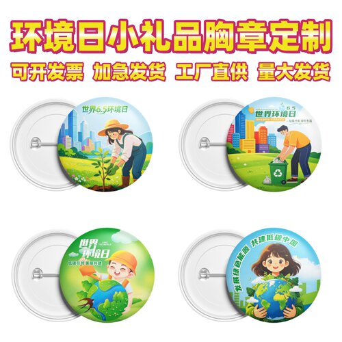 新能源电网公司65环境日节能环保宣传礼品纪念品胸针吧唧徽章定制