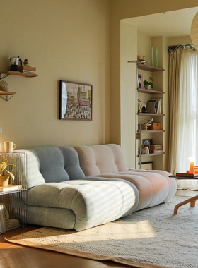 布艺汪汪单人位沙发奶油风现代简约卧室阳台客厅休闲懒人沙发椅子