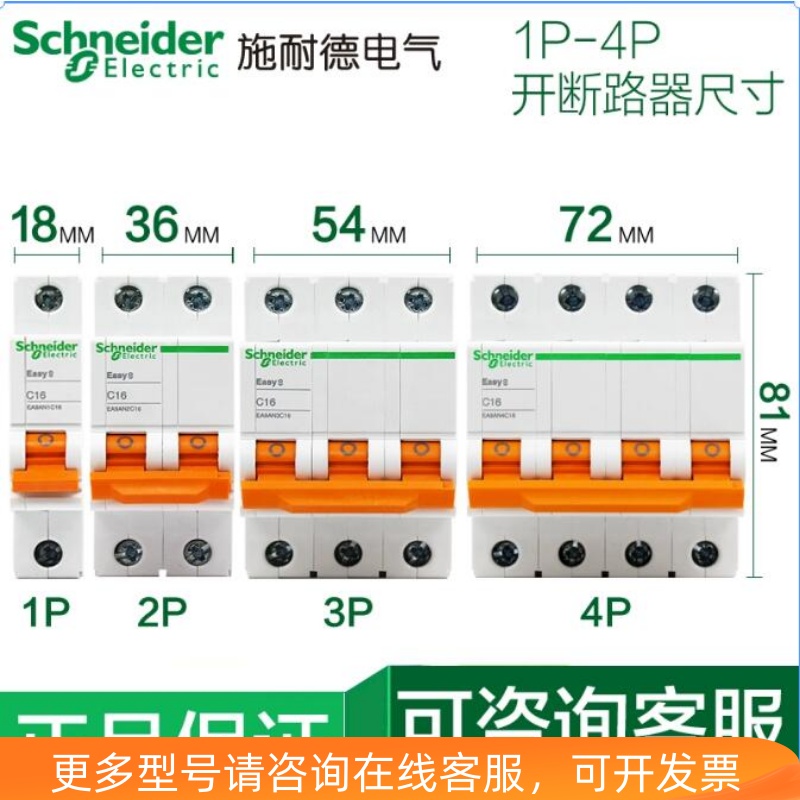 施耐德EA9AN小型空开断路器1P/2P/3P/4P 6A-63A家用电闸空气开关