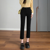 黑色烟管直筒牛仔裤 小个子八九分宽松梨形身材显瘦 女2026春夏新款