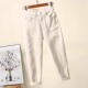 米白色牛仔裤 梨形杏色九分老爹裤 女2025春秋冬加绒宽松大码 哈伦裤