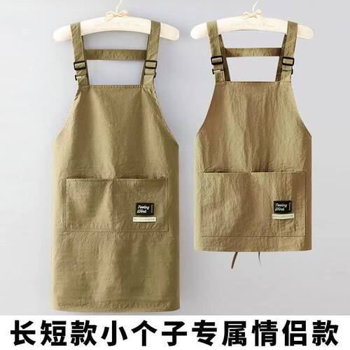 防水防污透气网红围裙双肩款防油家用年轻人厨房日式两件套带套袖