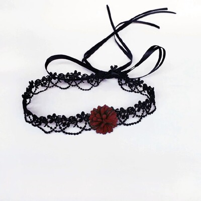 原宿玫瑰花朵少女颈带