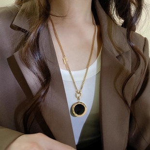 罗马数字毛衣链女大气高档长款项链配饰钛钢不掉色2026年新款爆款