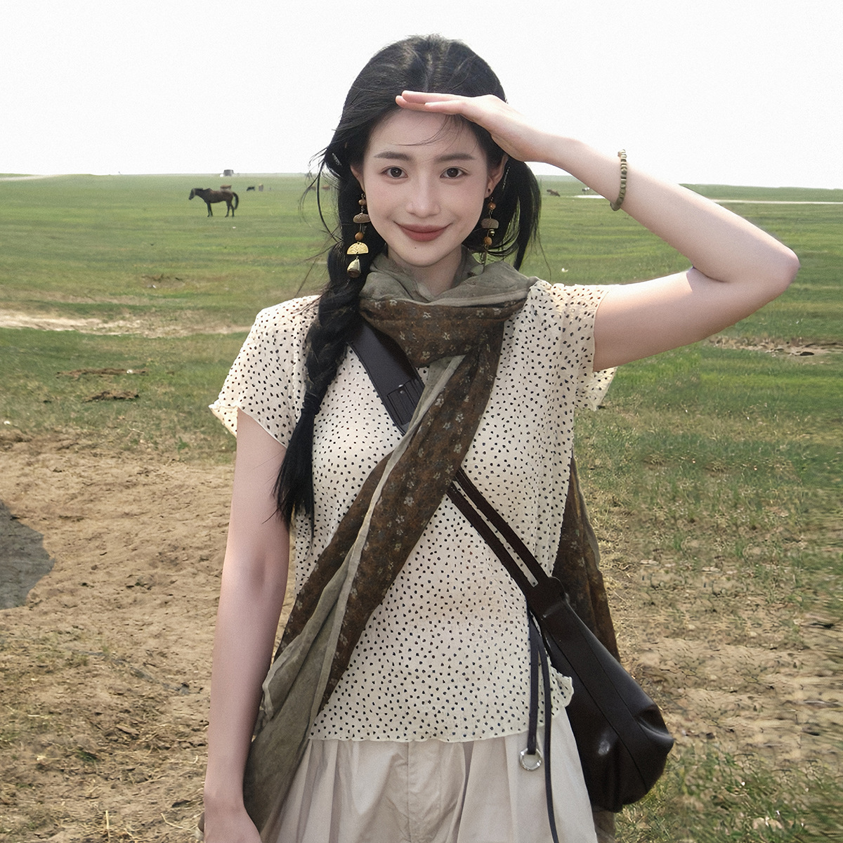 川西旅游棉麻围巾女大西北