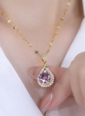 通勤时尚爆款轻奢水滴项链钛钢