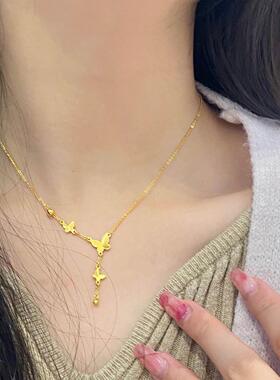 不掉色蝴蝶流苏项链在逃公主女