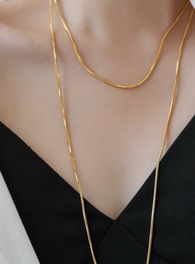 方蛇骨女ins轻奢项链不掉色