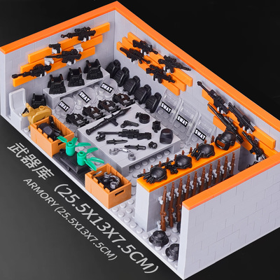 军事积木人仔武器装备模型展示架