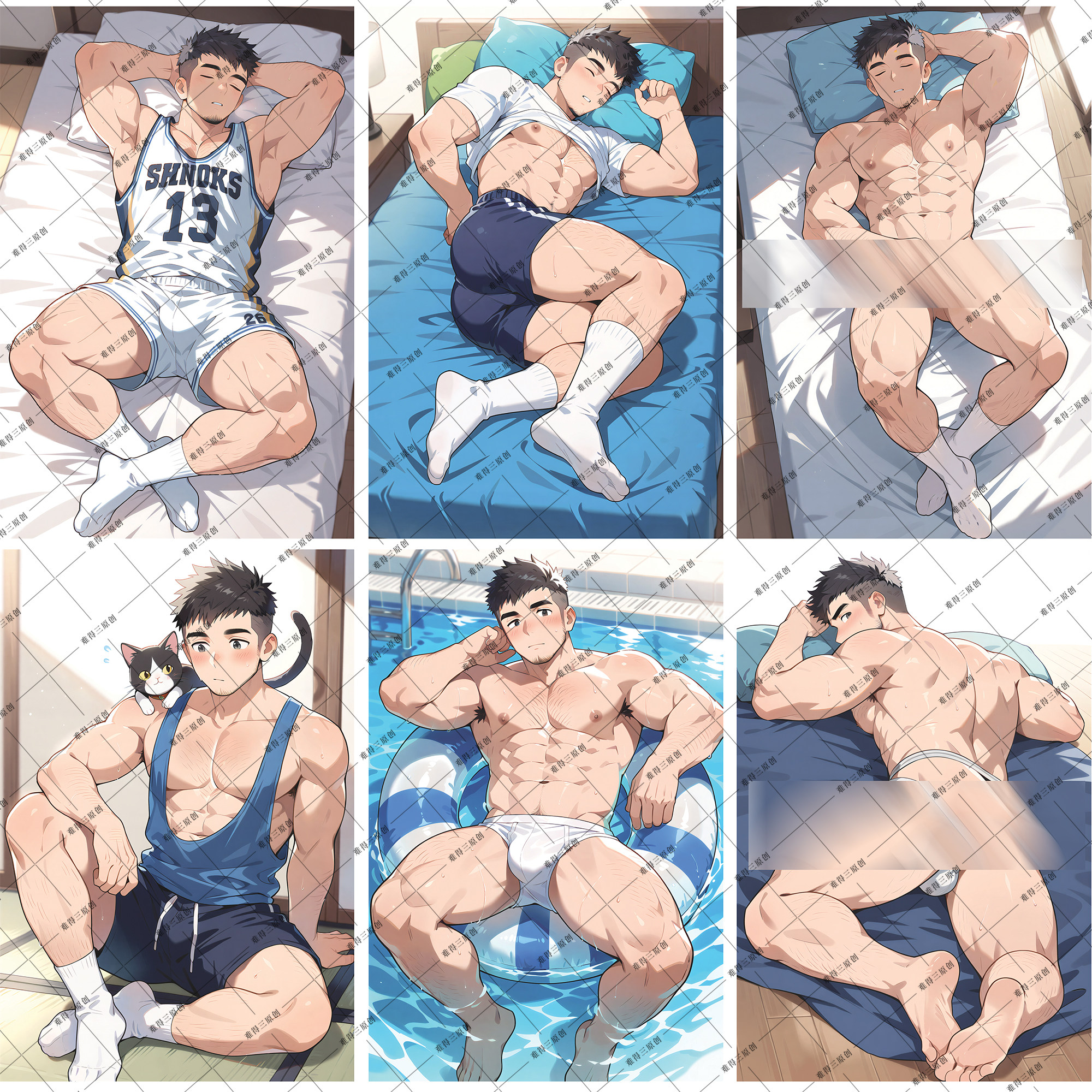 难得三 二次元肌肉男体育生帅哥周边海边泳裤自粘户外防水海报,模玩/动漫/周边/娃圈三坑/桌游,海报/色纸,淘宝优惠券,粉丝福利购,淘宝优惠卷