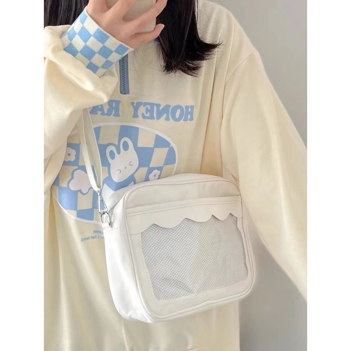 可爱二次元单肩斜挎包日系学院漫展谷子JK制服包透明吧唧扎板痛包