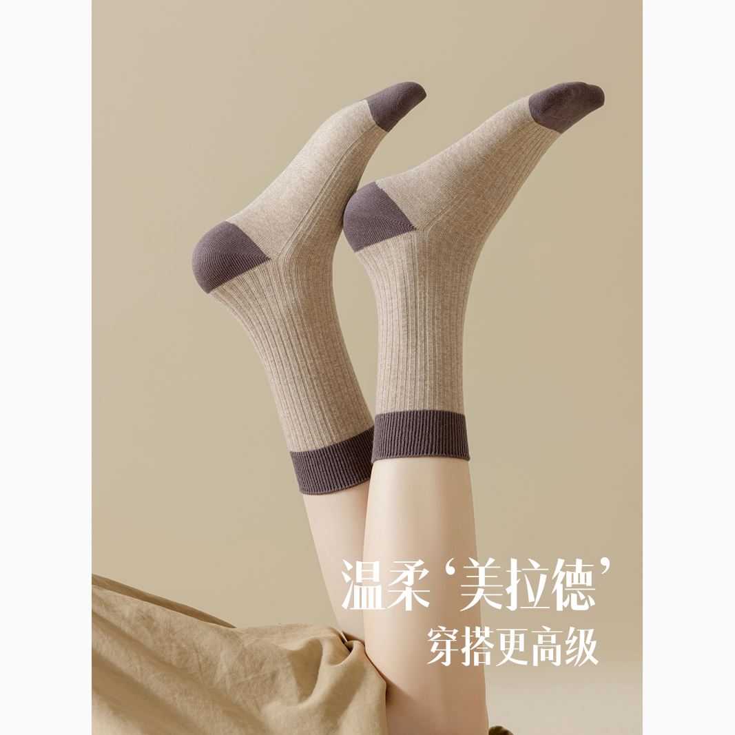 袜子女春秋纯棉中筒袜