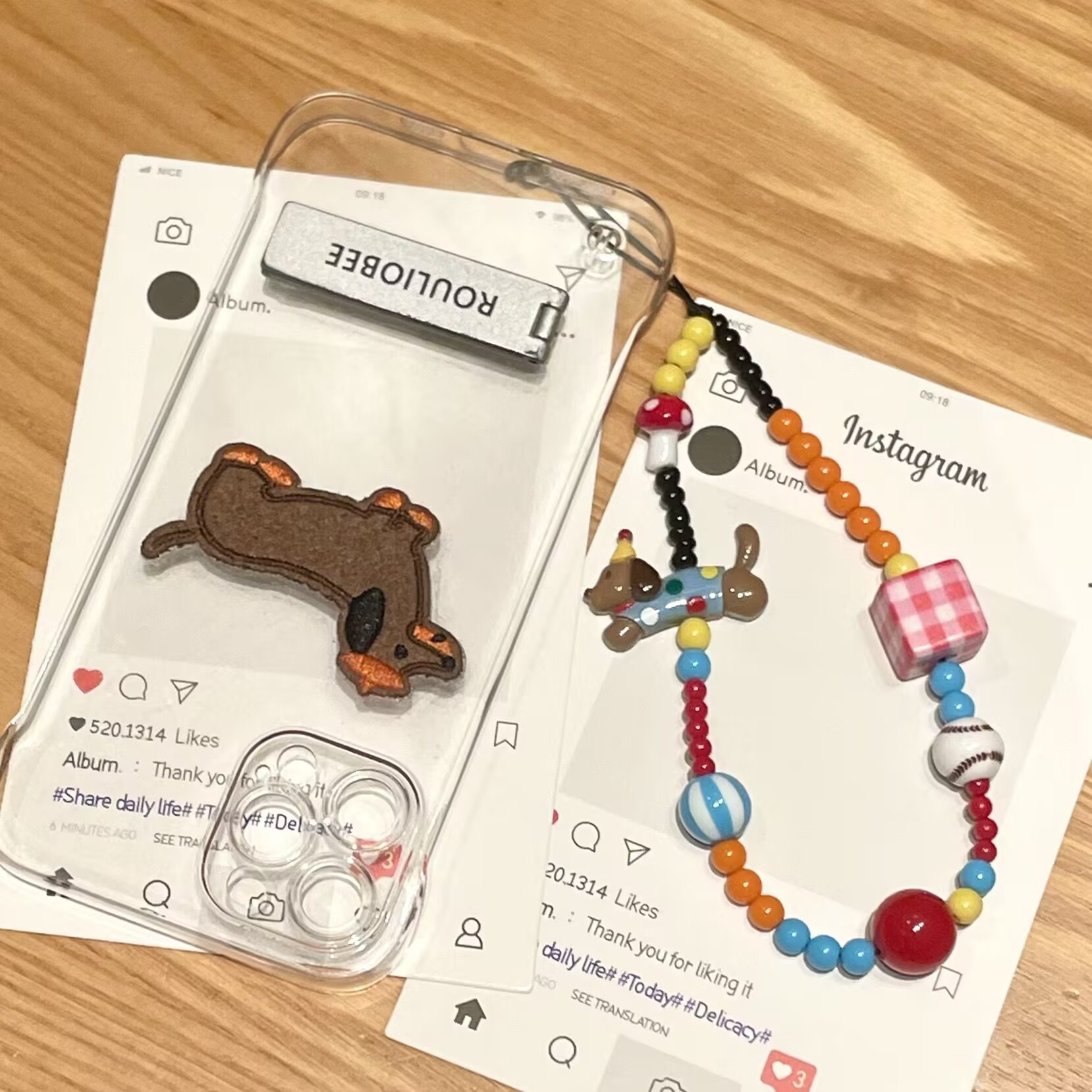 ins卡通手工串珠手机壳挂链钥匙扣DIY手链条相机ccd背包挂饰防丢