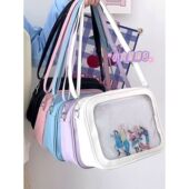 2024漫展痛包斜跨单肩pu痛包制服包日系Lolita吧唧谷子展示透明痛