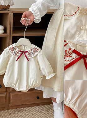 婴幼儿小公主衣服春季小月龄婴儿连体衣百天满月宝宝哈衣女包屁衣