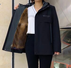 冬季男士青根貂内胆毛袖商务休闲保暖皮草派克服可拆卸短款外套