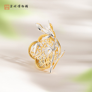 逸竹临风胸针925银镀金原创设计高档胸针女送女友礼物 苏州博物馆