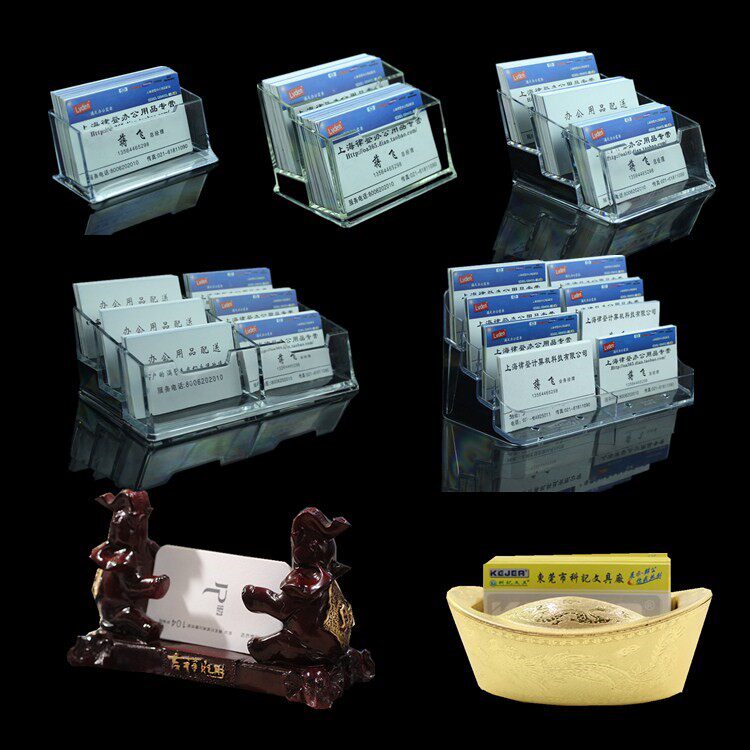 多层亚克力名片盒透明名片座桌面名片架卡片盒子塑料创意收纳盒
