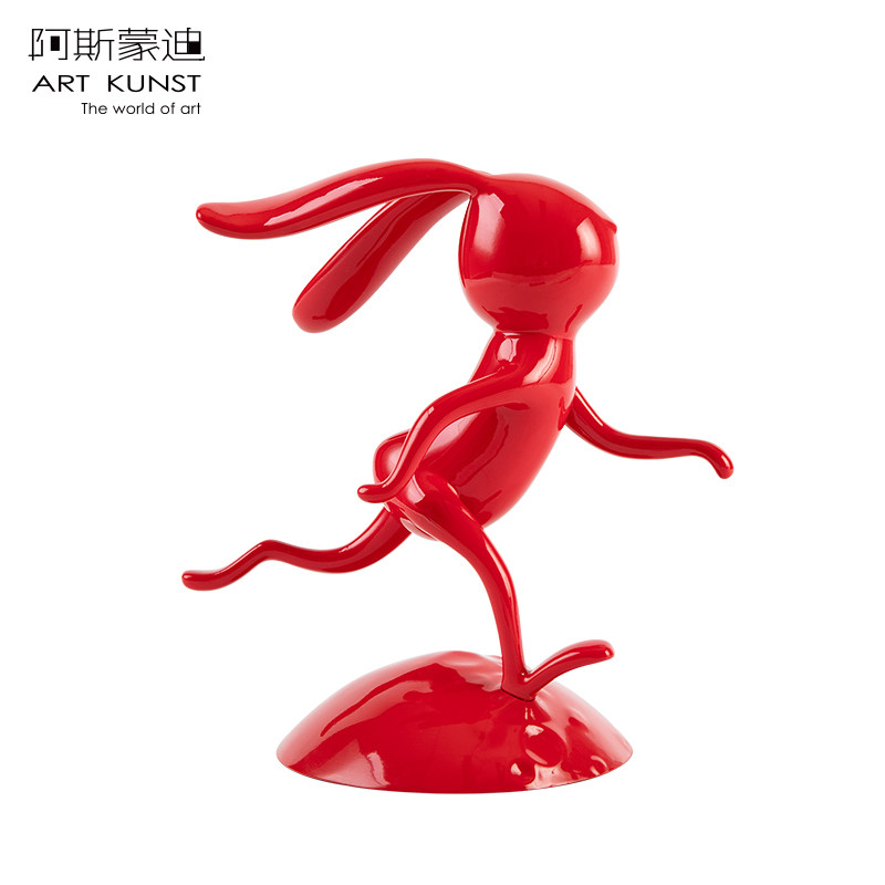阿斯蒙迪红色生肖兔子桌面摆件玄关装饰生日礼物艺术品雕塑苏凌志,家居饰品,桌面摆件,淘宝优惠券,粉丝福利购,淘宝优惠卷