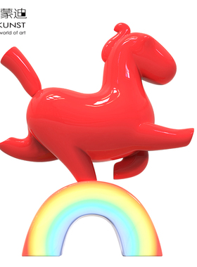 阿斯蒙迪治愈彩虹马艺术摆件