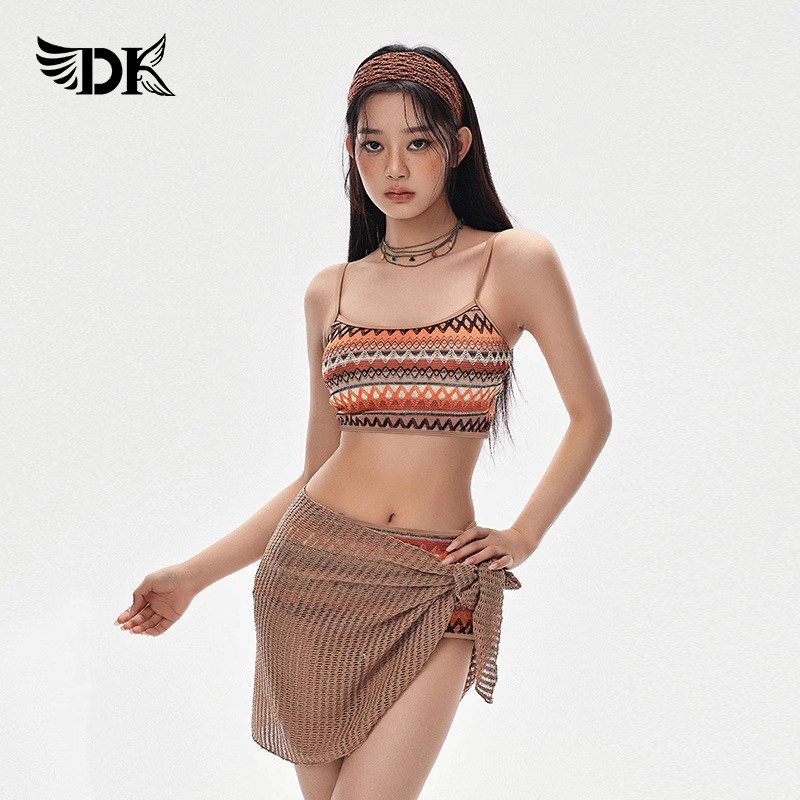 DK泳衣女辣妹性感比基尼三件套小胸聚拢2025新款显瘦泡温泉高级感