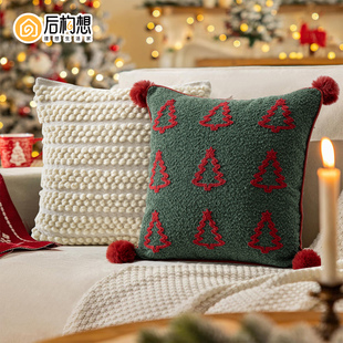 圣诞抱枕客厅沙发轻奢高级感氛围感节日枕套装饰圣诞树飘窗靠背垫