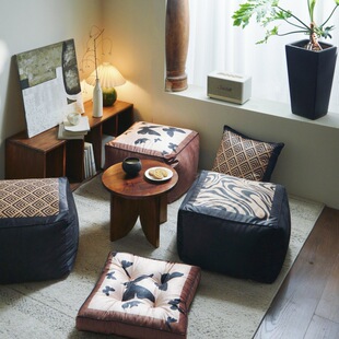 中古风坐墩懒人沙发蒲团榻榻米坐垫高级感家用客厅沙发脚踏换鞋凳