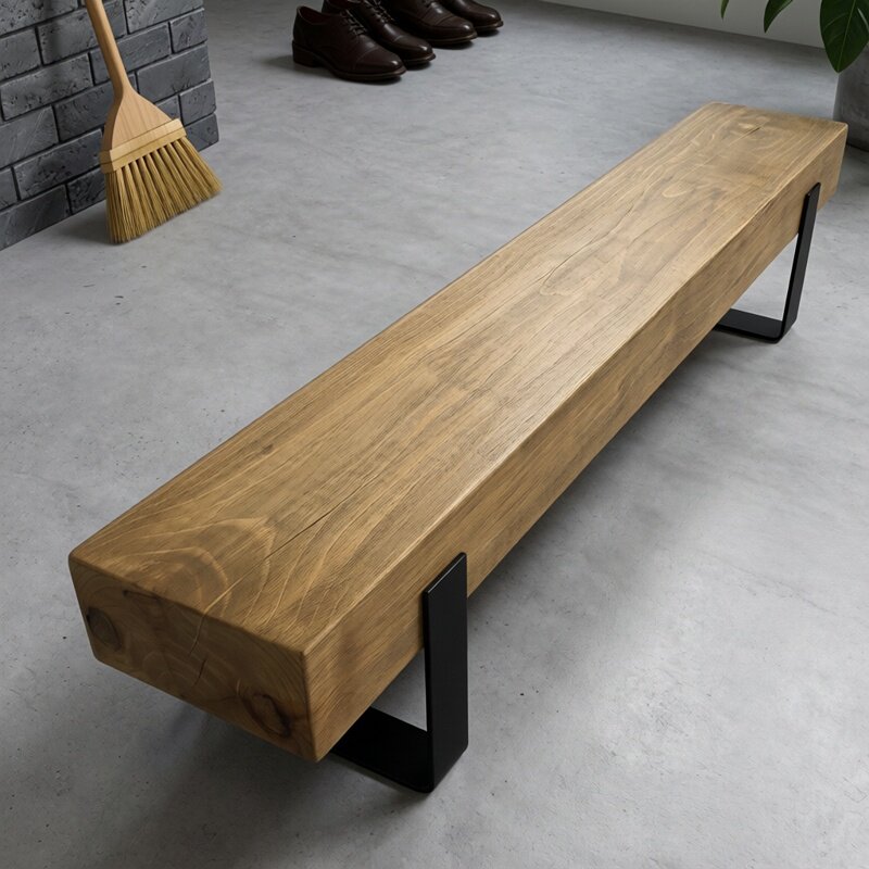 北欧实木长条凳简约民宿换鞋凳家用原木电视柜复古创意休息矮凳子