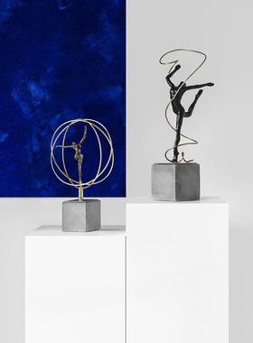 艺术体操舞蹈人物雕塑摆件家居样板房办公室玄关复古软装饰工艺品