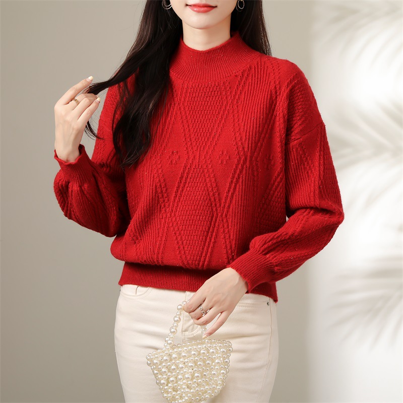 半高领女士毛衣女款秋装2025年新款爆款时尚短款打底衫女秋冬洋气