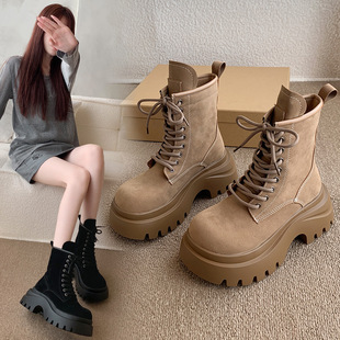 小个子马丁靴女款英伦风2025年新款春秋冬季百搭厚底高级感小短靴