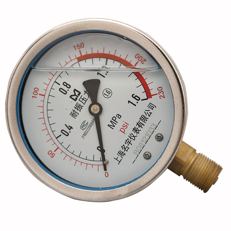 表盘150径向耐震压力表YN150水压油压气压液压0-1.6MPA防震阻尼型